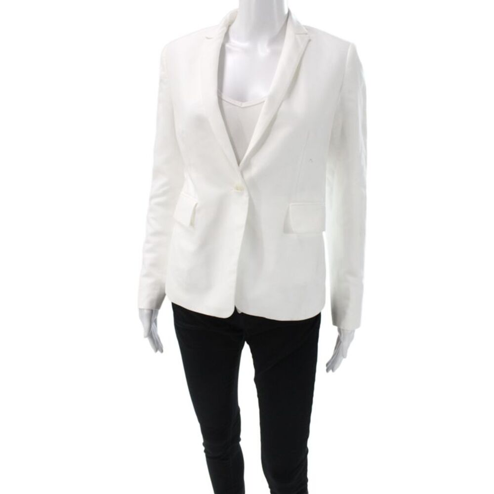 Rag & Bone Women Cotton Blend Buttoned Blazer White Size 0